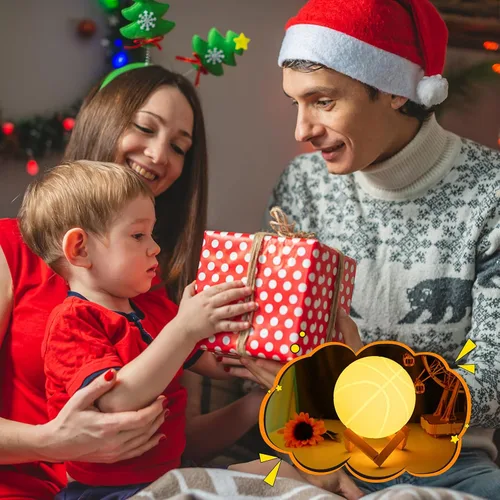 Vista 6 de Luz nocturna de baloncesto, regalos para papás y hombres aficionados al baloncesto, lámpara de habitación con control remoto, 16 colores cambiantes