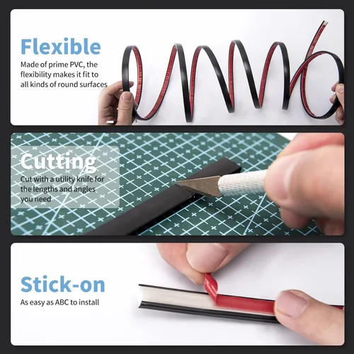 Vista 4 de Art3d - Moldura de vinilo flexible para despegar y pegar, de 10 pies para bordes de azulejos de pared, loseta en muro de cocina, marco de espejo