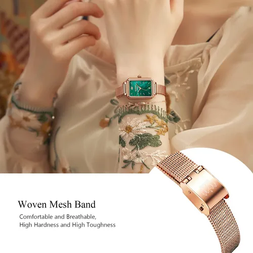 Vista 4 de RORIOS Reloj de pulsera analógico de cuarzo para mujer, reloj de pulsera de estilo minimalista, para mujer