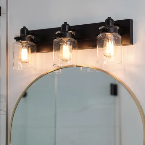 Vista 9 de Urban Ambiance Lámpara de tocador de baño moderna de lujo, tamaño grande: 8.625 pulgadas de alto x 30.25 pulgadas de ancho, con elementos