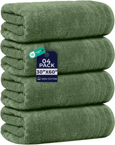 Vista 28 de DAN RIVER Paquete de 2 sábanas de baño de 35x70 pulgadas, sábanas de baño jumbo acanaladas para adultos, toallas grandes gruesas y absorbentes