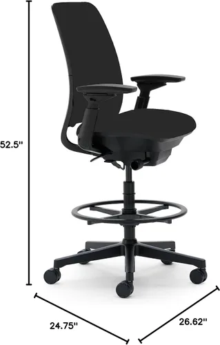 Vista 2 de Steelcase Taburete de tela Amia con brazos totalmente ajustables, color negro