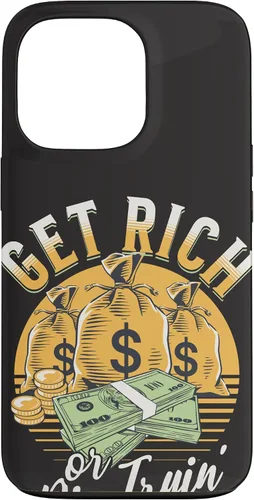 Vista 10 de Funda de dinero millonario para iPhone 12/12 Pro Get Rich or Die Trying Cash Hustle