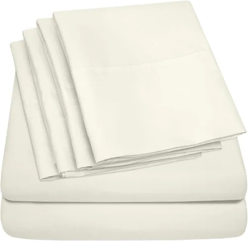 Vista 47 de Juego de sábanas de 4 piezas para camas individuales de 1500 hilos de microfibra de cepillado fino con bolsillo profundo - 1 funda de almohada