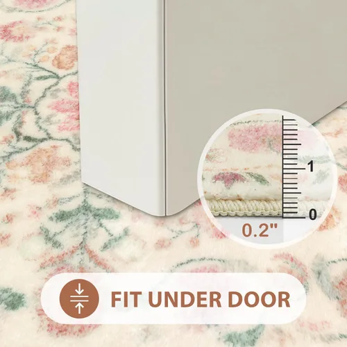 Vista 4 de Uphome Alfombra de baño bohemia con diseño floral beige, ultra suave, antideslizante, vintage, lavable a máquina, alfombra de baño floral para baño