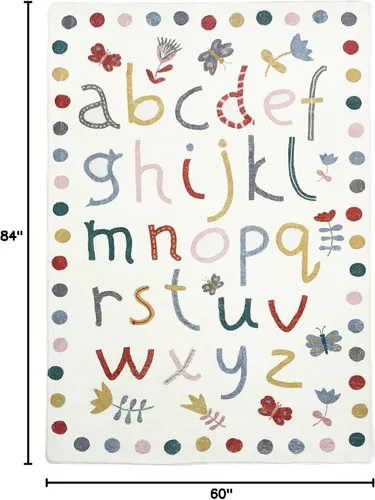 Vista 2 de USTIDE Alfombra de lana esponjosa con letras coloridas del alfabeto de 5 x 7 pulgadas para dormitorio de niños, lavable a máquina, tapete de juego