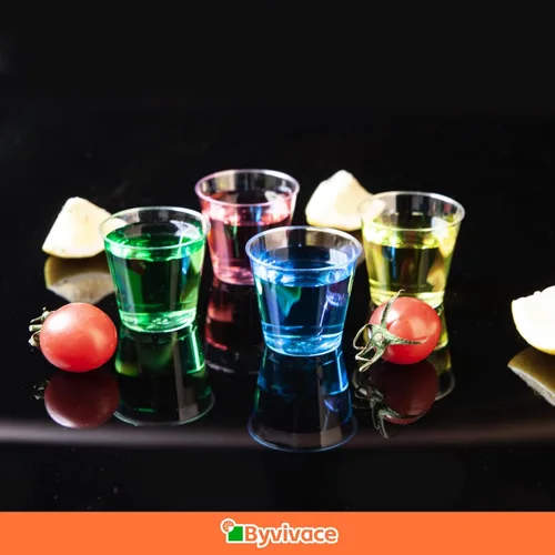 Vista 6 de Byvivace 1000 unidades de vasos de chupito de 1 oz de plástico duro transparente - Mini vasos de chupito para Tequila, Whisky, Vodka y Licor, Vaso