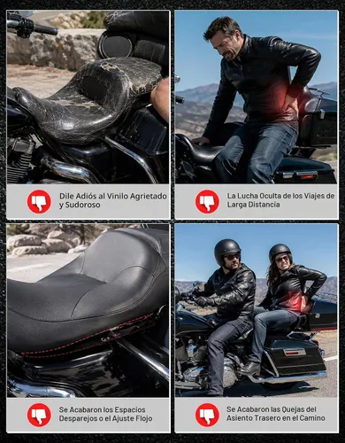 Vista 8 de XMT-MOTO Cojín para Asiento de Conductor y Pasajero Compatible con Harley Davidson Touring Electra Glide Classic 1997-2007