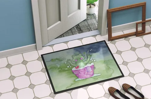 Vista 4 de Caroline's Treasures BB7343MAT - Tapete de baño con diseño de rana y acuarela, de 18 x 27 pulgadas, para interiores y exteriores, para entrada