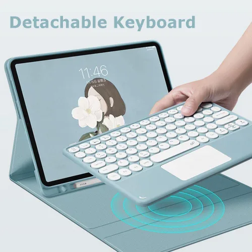 Vista 3 de Funda para teclado para Galaxy Tab S10 Plus/S9Plus/S9FE Plus/S8 Plus/S7Plus/S7FE, teclado desmontable con trackpad, funda tipo folio delgada