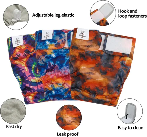 Vista 4 de CuteBone WWD28XS - Pañales lavables para perras, sin agujero para la cola, reutilizables, pantalones de entrenamiento para perritos, con cola