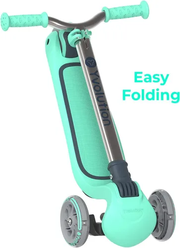 Vista 2 de Yvolution Y Glider Air Scooter para niños, patinete de 3 ruedas para niños pequeños, altura ajustable en 4 posiciones, inclínate para dirigir