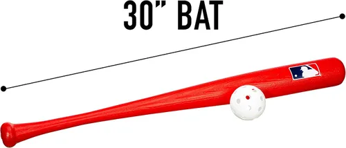 Vista 2 de Franklin Sports MLB Kids Baseball Bat and Ball Set - Lightweight 30" Youth Plastic Bat - Multiple Colors Rojo