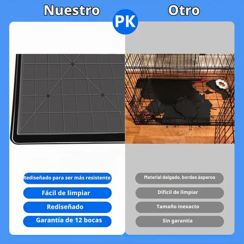 Vista 4 de Bandeja duradera para perrera de perro, a prueba de mordidas, repuesto de 29" - Súper bandeja de limpieza fácil de compuesto para jaula de metal