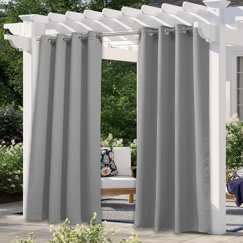 Vista 69 de NICETOWN Cortina para Exteriores para Patio Impermeable de 84 Pulgadas de Ancho, Aislamiento Térmico con Ojales Antioxidantes Bloqueo UV Cortina
