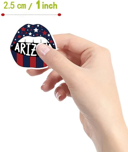 Vista 2 de 500 calcomanías de Estados Unidos y Arizona, etiquetas de bandera estética de 1 pulgada con 10 patrones, rollos de calcomanías autoadhesivos
