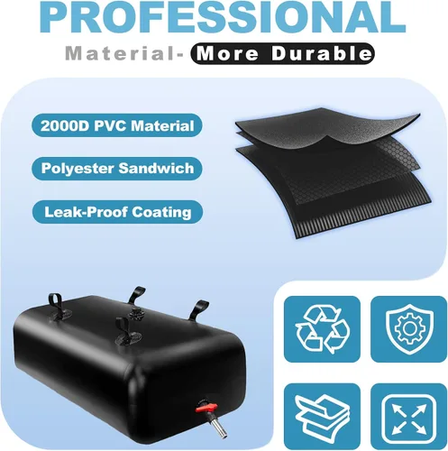 Vista 3 de GHOSOONE Tanque de vejiga de agua de 113 L/30 galones, contenedor de almacenamiento de agua portátil plegable, bolsa de agua de emergencia para RV