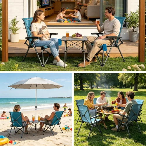 Vista 9 de SUNNYFEEL Silla de camping plegable de respaldo alto 500 libras con marco