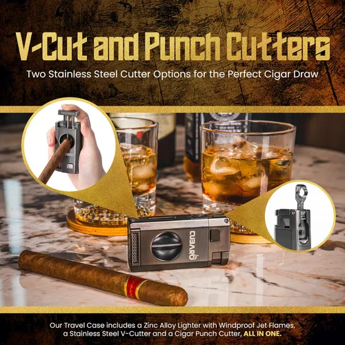 Vista 4 de Estuche para humidor de cigarros de viaje, con capacidad para 6 puros, caja portátil de cuero y cedro español con higrómetro y humidificador