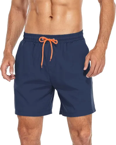 Vista 4 de Zando Traje de baño para hombre de secado rápido con forro de compresión, con bolsillo de 7 pulgadas de entrepierna