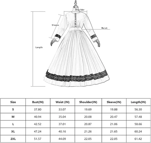 Vista 3 de Vestido victoriano de los años 1860 con enagua para mujer vestido de guerra civil disfraz vintage