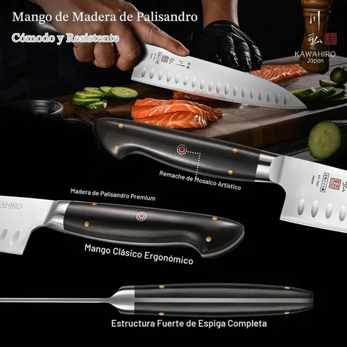 Vista 5 de Cuchillo de chef profesional, cuchillo de chef japonés hecho a mano de 9.5 pulgadas para cocina eficiente, cuchillo gyuto de acero de aleación