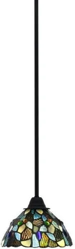 Vista 42 de Toltec Lighting Paramount - Mini colgante de 1 luz en acabado negro mate con cristal de arte perla de 7 pulgadas y estilo negro