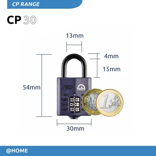 Vista 3 de Squire Candado pequeño (CP30) – Grillete de acero más resistente – Candado combinado de 3 ruedas – Acero aleado para resistencia a la corrosión