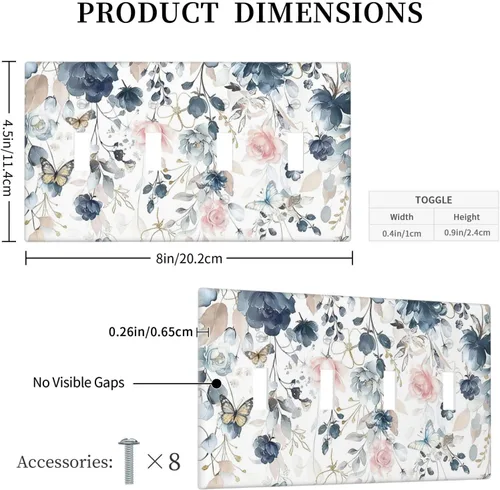 Vista 285 de Decorative Outlet Covers Blue Background White Cat Daisy Floral 2-Gang 1-Gang Wall Plate Single Toggle/Rocker Farmhouse Style Light Switch Covers