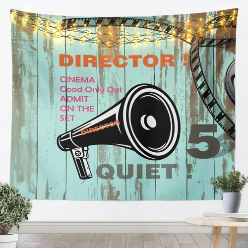 Vista 9 de Homewish Theater Cinema Poster Tapestry,Retro Movie Wall Hanging Art Popcorn Wall Blankets Movie Night Poster Tapestries for Kids Teens Girls Boys