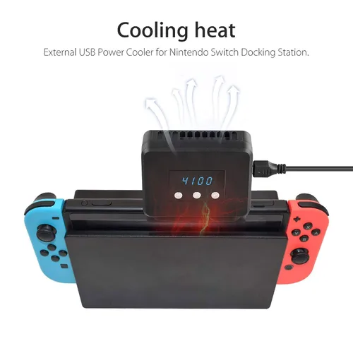 Vista 4 de Switch Cooling Fan, EEEKit Cooling Fan for Nintendo Switch, Dock Set Temperature Display Cooler for NS Original Docking Station, Adjustable Fan
