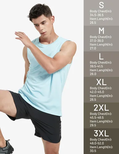 Vista 6 de MIER Camisetas sin mangas de entrenamiento para hombre, UPF 50+, de secado rápido, para correr, sin mangas, con protección UV