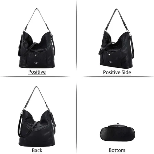 Vista 6 de Bolsos de mano para mujer, de cuero grande, bolso de mano de moda, cartera de hombro
