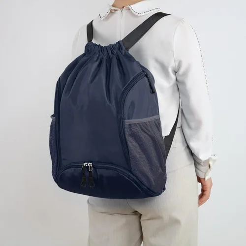 Vista 6 de Valleycomfy - Bolsa de gimnasio con cordón, mochila de baloncesto, soporte para dos botellas Azul oscuro
