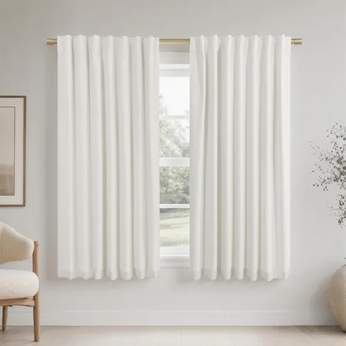 Vista 100 de KOUFALL - Cortinas de medio estilo francés de lino para ventana, juego de 2 cortinas cortas de 40 pulgadas de longitud, para privacidad, cortinas