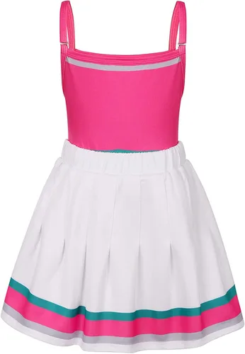 Vista 4 de Sicypoty Girls Cheerleader Costume Cheerleading Outfit Fancy Dress for Halloween Party Birthday Pink