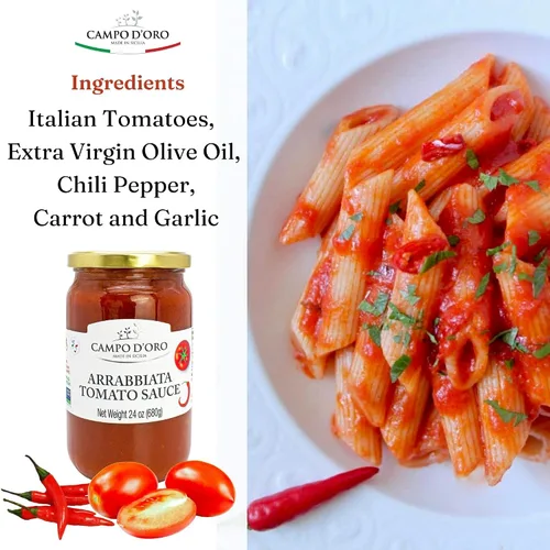 Vista 7 de CAMPO D'ORO - Salsa de tomate Arrabiatta 24 oz, salsa de pasta