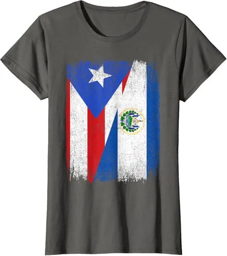 Vista 9 de Camiseta Half Puerto Rico El Salvador Flag Orgullo Salvadoreño Roots