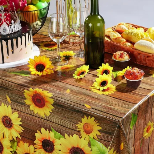 Vista 5 de Breling - Mantel de girasol para decoración de mesa de madera, 54 x 108 Marrón oscuro