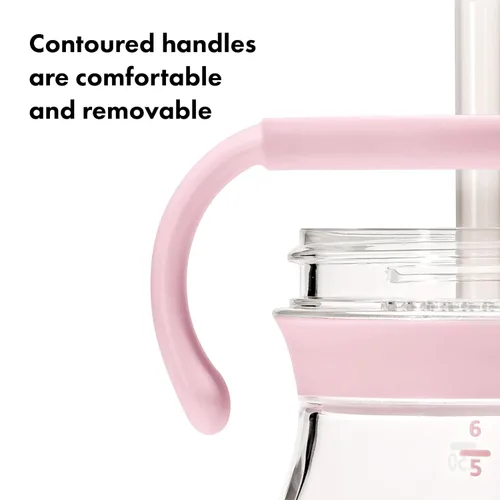 Vista 4 de OXO Tot Transitions Vaso con Pajita con Asas 6 oz. - Ópalo y Flor - Paquete de 2