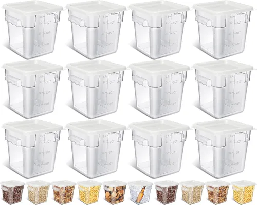 Vista 9 de Yungyan 12 Recipientes de Almacenamiento de Alimentos Comerciales de 4 Qt con Tapas Restaurante Recipientes Cuadrados Herméticos para Almacenamiento