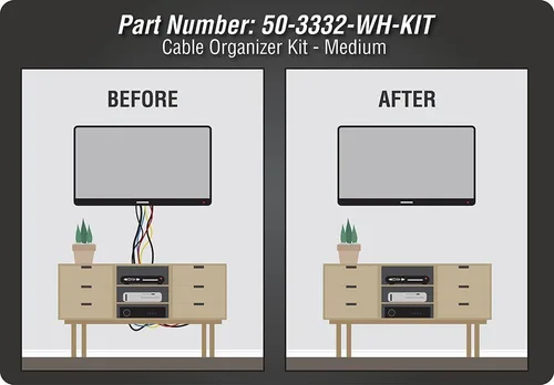 Vista 7 de DATA COMM Electronics 50-3332-WH-KIT - Kit organizador de cables de panel plano, placa de pared, oculta los cables de bajo voltaje detrás de TV