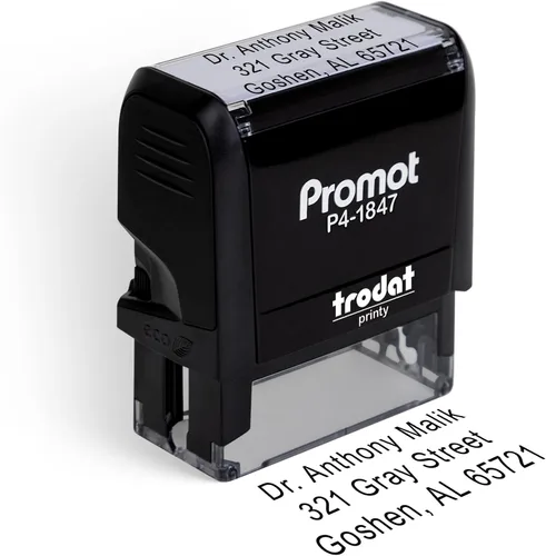 Vista 11 de Promot - Sello autoentintado de 1 línea (pequeño) - sello personalizado de 3 líneas - sello de goma personalizado para nombre, oficina, empresa