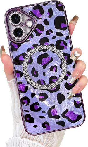 Vista 23 de Fiyart Diseñado para iPhone 16 Pro Max, Funda Compatible con MagSafe, Estampado de Guepardo, Placa de Protección de Cámara, Magnético, Brillante