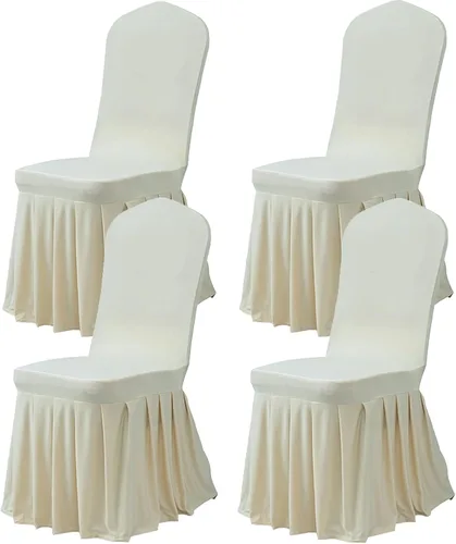 Vista 21 de Dimatic Juego de 2 fundas elásticas para sillas de comedor, fundas Parsons con falda, de elastano súper ajuste, funda protectora de asiento para Azul