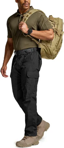 Vista 3 de CQR Pantalones tácticos para hombre, resistentes al agua, pantalones cargo Ripstop, ligeros EDC trabajo, senderismo, ropa para exteriores