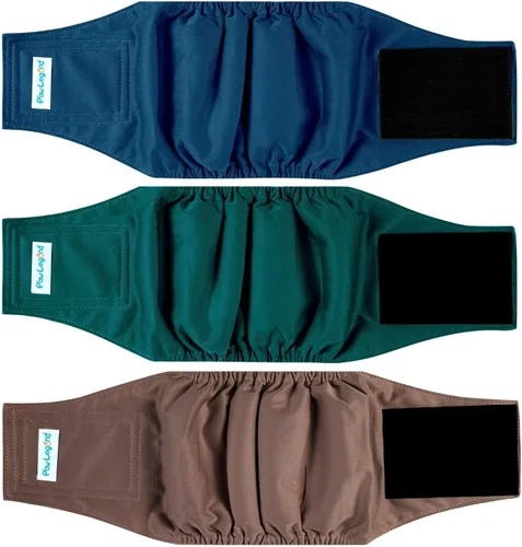 Vista 16 de Paw Legend - Pañales lavables para perro macho (3 unidades), XS, Ejército, Gris, Marina