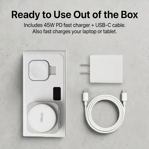 Vista 5 de MONASAY 25W 3-in-1 Wireless Charging Station for Apple with Smart Screen White
