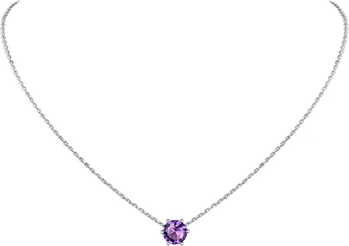 Vista 28 de Suplight 925 Sterling Silver Heart/Round Birthstone Necklaces for Women 01. Enero (Garnet)
