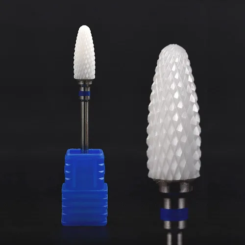 Vista 3 de KADS Juego de 8 brocas de cerámica para uñas y 16 agujeros, cortador de fresado para taladro eléctrico de manicura, removedor de esmalte de gel